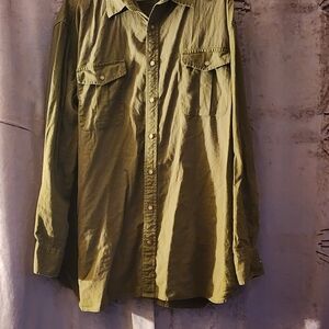 The Foundry Supply Co. Olive Casual Button Down Shirt